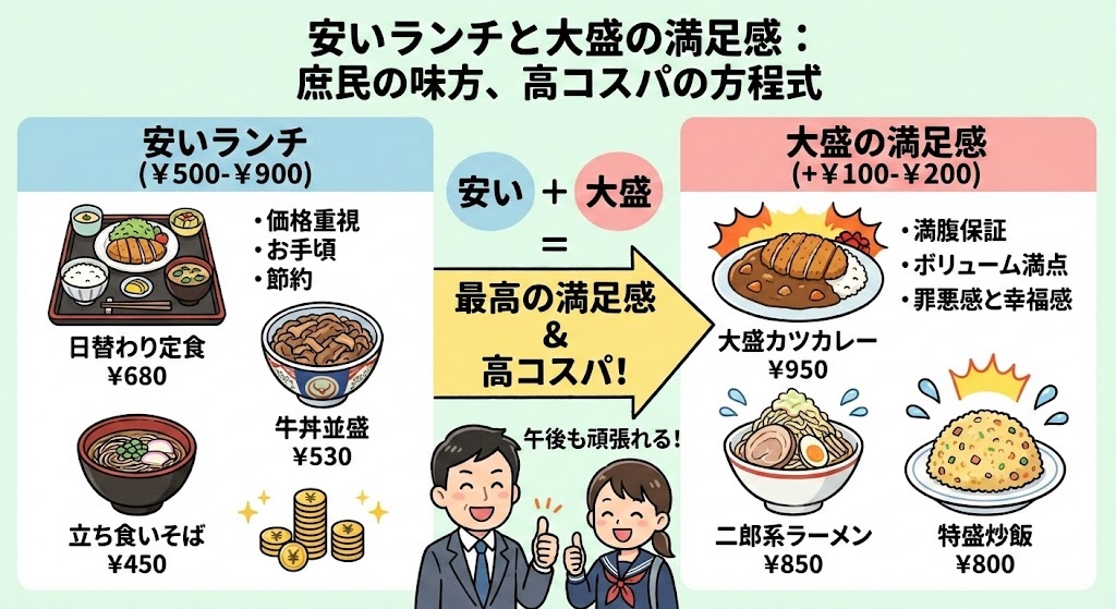 安いランチと大盛の満足感